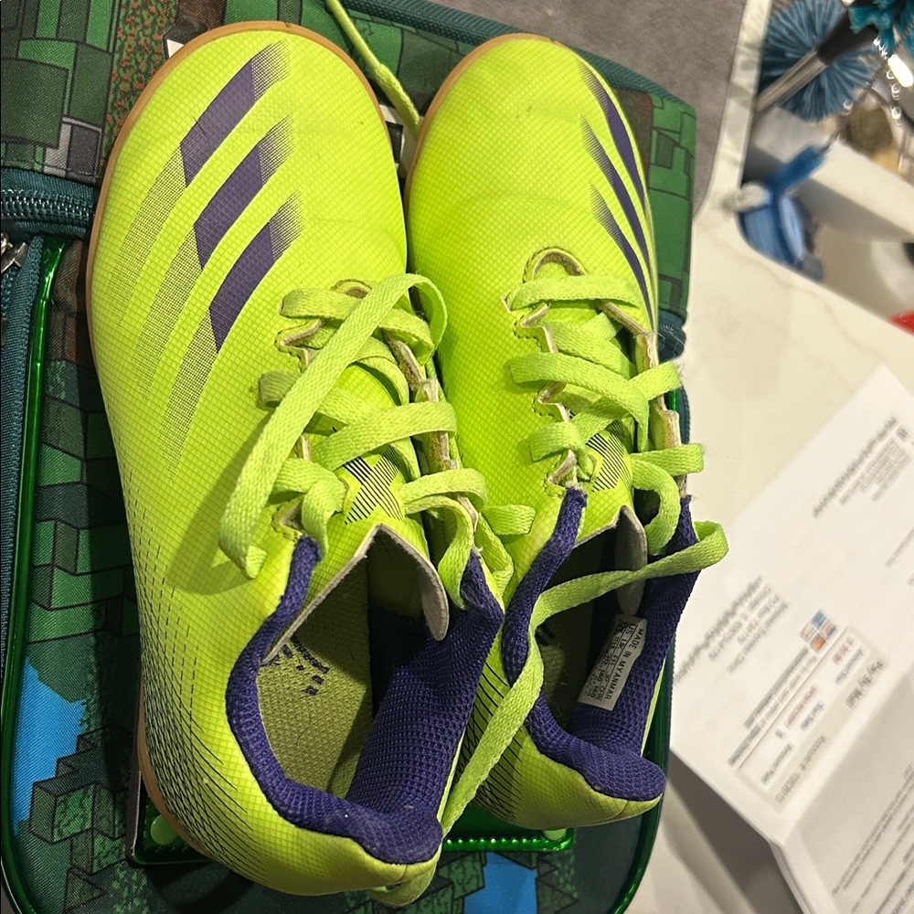 Adidas Kids Neon Green and Purple Sneakers
